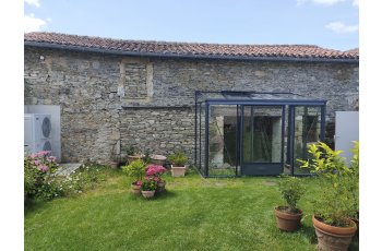 Serre Luxia, aluminium, structure avec différentes couleurs + gouttière 2.00m, 3.09 x 1.58 m, 4.90m²