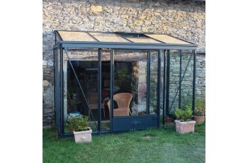 Serre Luxia, aluminium, structure avec différentes couleurs + gouttière 1.80m, 3.09 x 1.58 m, 4.90m²