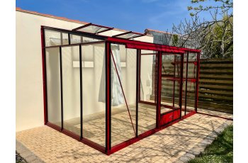 Serre Luxia adossée, aluminium, structure avec différentes couleurs + gouttière 2.00m, 2.32 x 3.80 m, 8.80m²