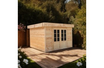 Abri Kylian mono pente, Madriers épicéa 28mm, 3.00 x 3.00m, 9.00m²