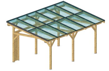 Carport photovoltaïque Wattoit, THT 120 x 120 mm, 3.75 x 6.97m, 26.14m²