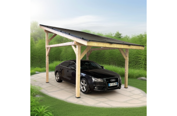 Carport Photovoltaïque Lumio, Douglas en contrecollé non traité, 3.20 x 5.20m, 16.70m²