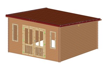 Abri Daniel toit multidirectionnel, Douglas Madriers 28mm, 4.00 x 4.00m, 16.00m²
