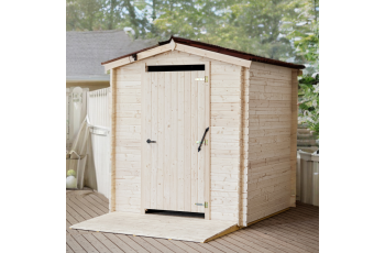 Toilette sèche PMR, Epicéa en Madriers 20 mm, 2.10 x 2.21m, 4.64m²