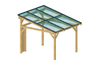 Carport photovoltaïque Wattoit, THT 120 x 120 mm, 3.75 x 3.52 m, 13.20m²