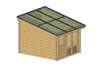 Abri photovoltaïque Lumibois, Epicéa madriers 42mm, 3.48 x 3.81 m, 13.26 m²