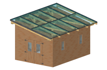 Abri photovoltaïque Wattoit, THT lamellé collé 120 x 120 mm, 3.75 x 5.82m, 21.83 m²