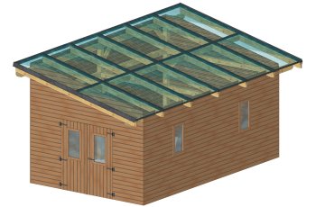 Abri photovoltaïque Wattoit, THT lamellé collé 120 x 120 mm, 3.75 x 6.97 m, 26.14 m²