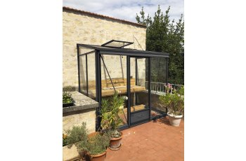 Serre Luxia, aluminium, structure avec différentes couleurs + gouttière 2.00m, 2.36 x 1.58 m, 3.70m²