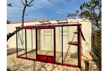 Serre Luxia adossée, aluminium, structure avec différentes couleurs, 2.32 x 3.80 m, 8.80 m²