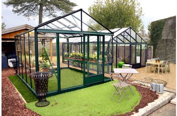 Serre Luxia, aluminium, structure avec différentes couleurs, 3.09 x 5.30 m, 16.40 m²