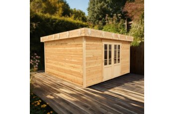 Abri Kylian mono pente, Madriers épicéa 28mm, 3.76 x 3.70m, 13.91m²